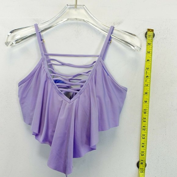 CALIFORNIA SUNSHINE Women's Lavender Bikini Top D/DD‎ Swimwear Ruffle Strappy - Picture 8 of 13